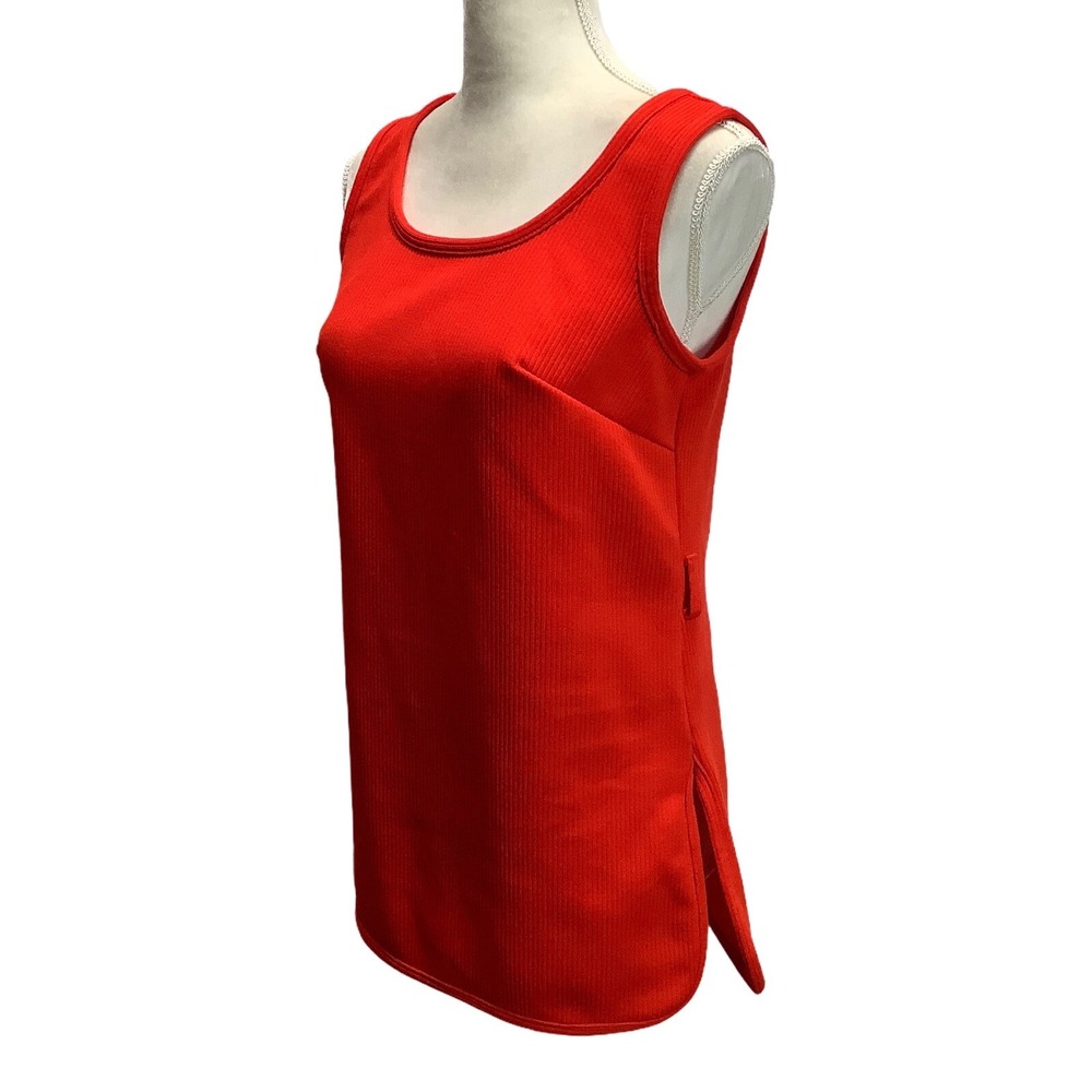 ILGWU Sleeveless Top Red NO Belt Womans Shirt Workwear Uniform Fits M Vintage